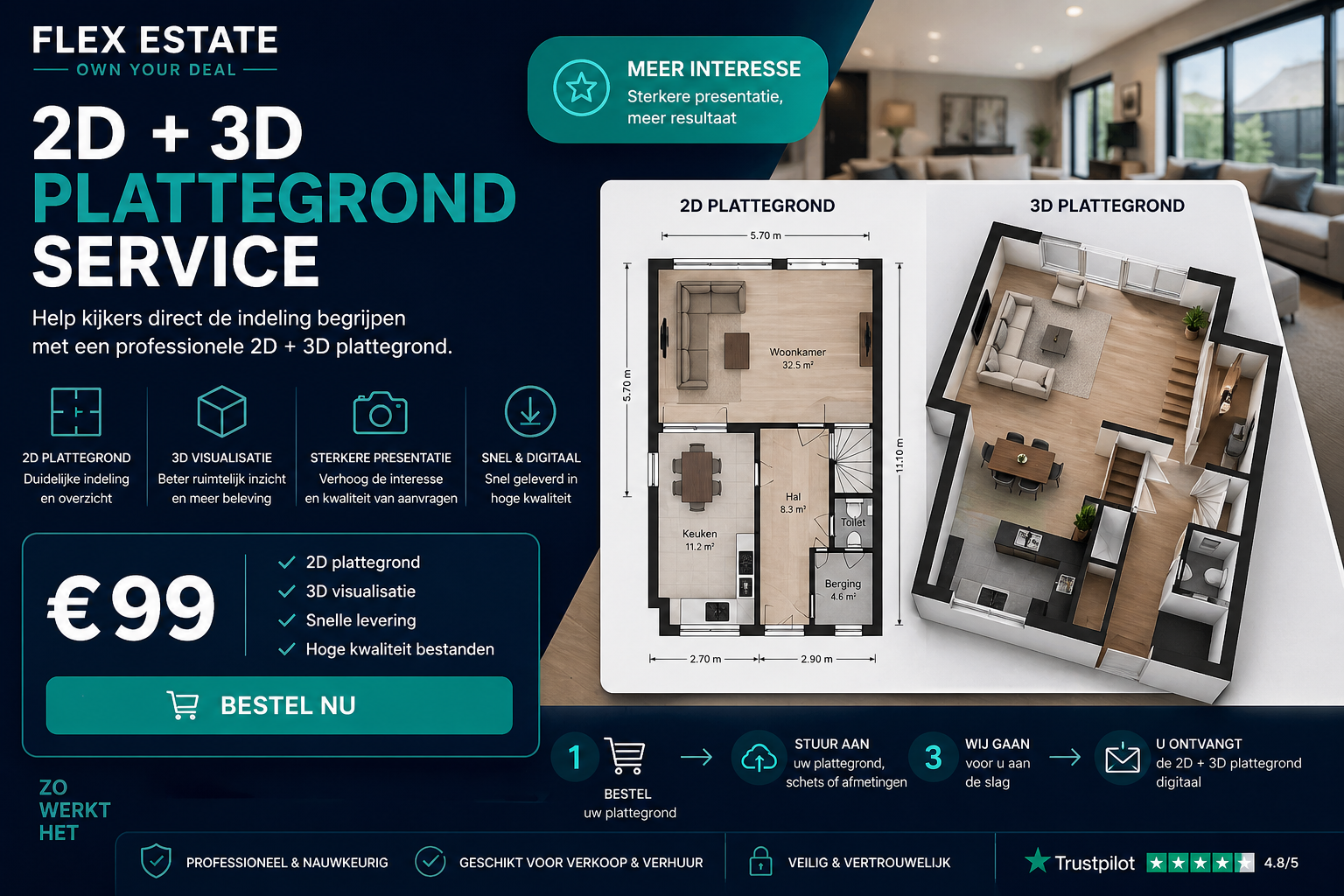 2D & 3D plattegrond Flex Estate