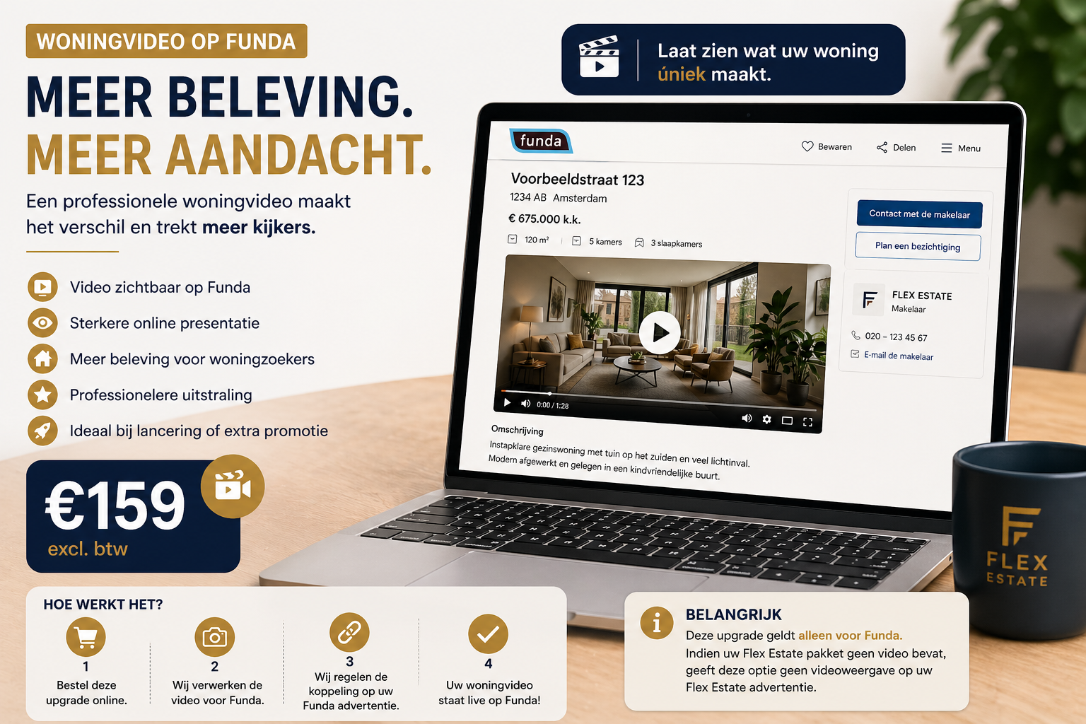 Woningvideo op Funda add-on via Flex Estate